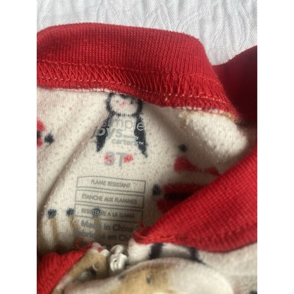 Carters Christmas Fleece Red & White Pajamas Size 3T One-piece Unisex Lot Of 2! - Picture 5 of 7
